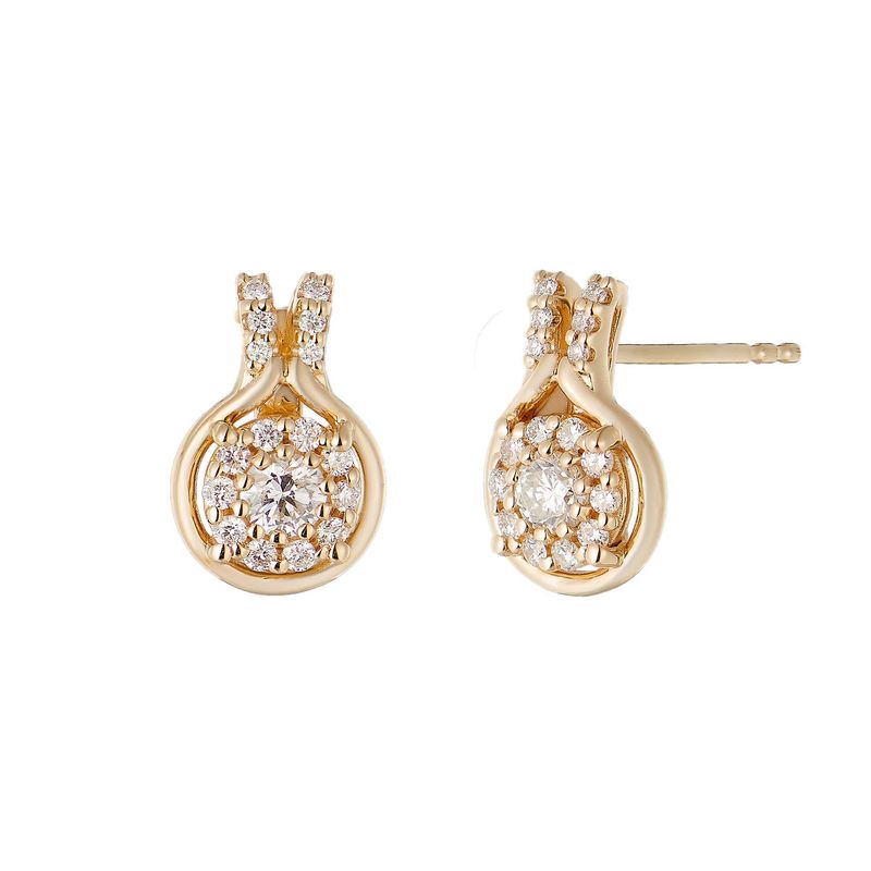 14K Yellow Gold Round Natural Diamond  Stud Earrings MZ71509