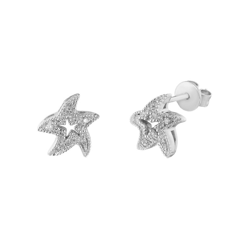 14K White Gold Round Natural Diamond  Stud Earrings MZ71597