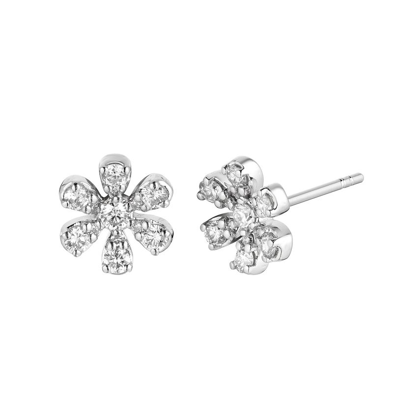 14K White Gold Natural Diamond  Stud Earrings MZ6942