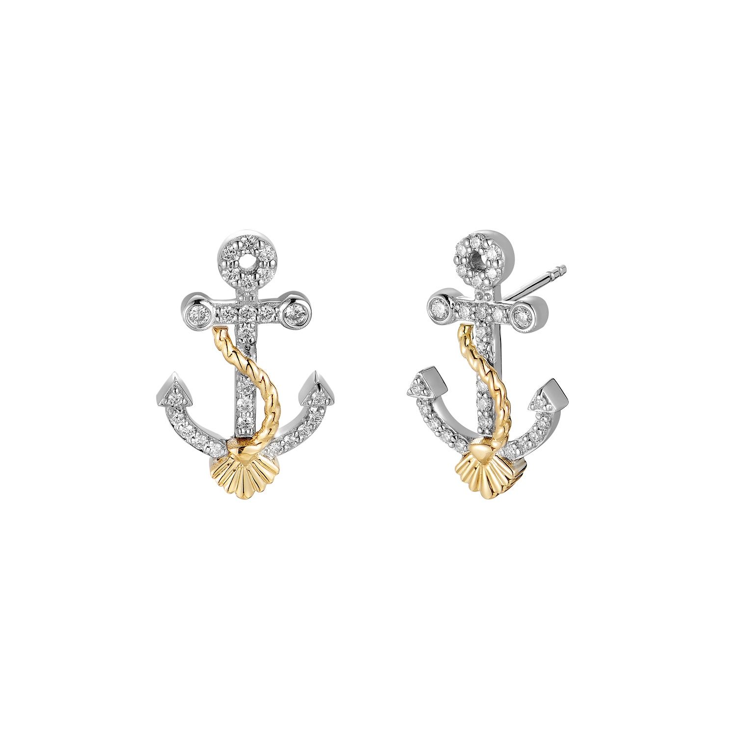 14K White Gold 14K Yellow Gold Natural Diamond  Stud Earrings MZ10043