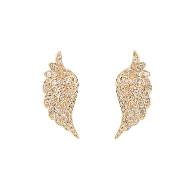 14K Yellow Gold Natural Diamond  Stud Earrings MZ10036