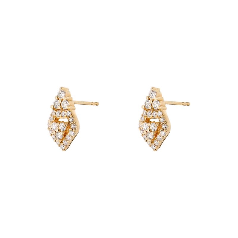 14K White/Yellow Gold Natural Diamond  Round Stud Earrings MZ10350