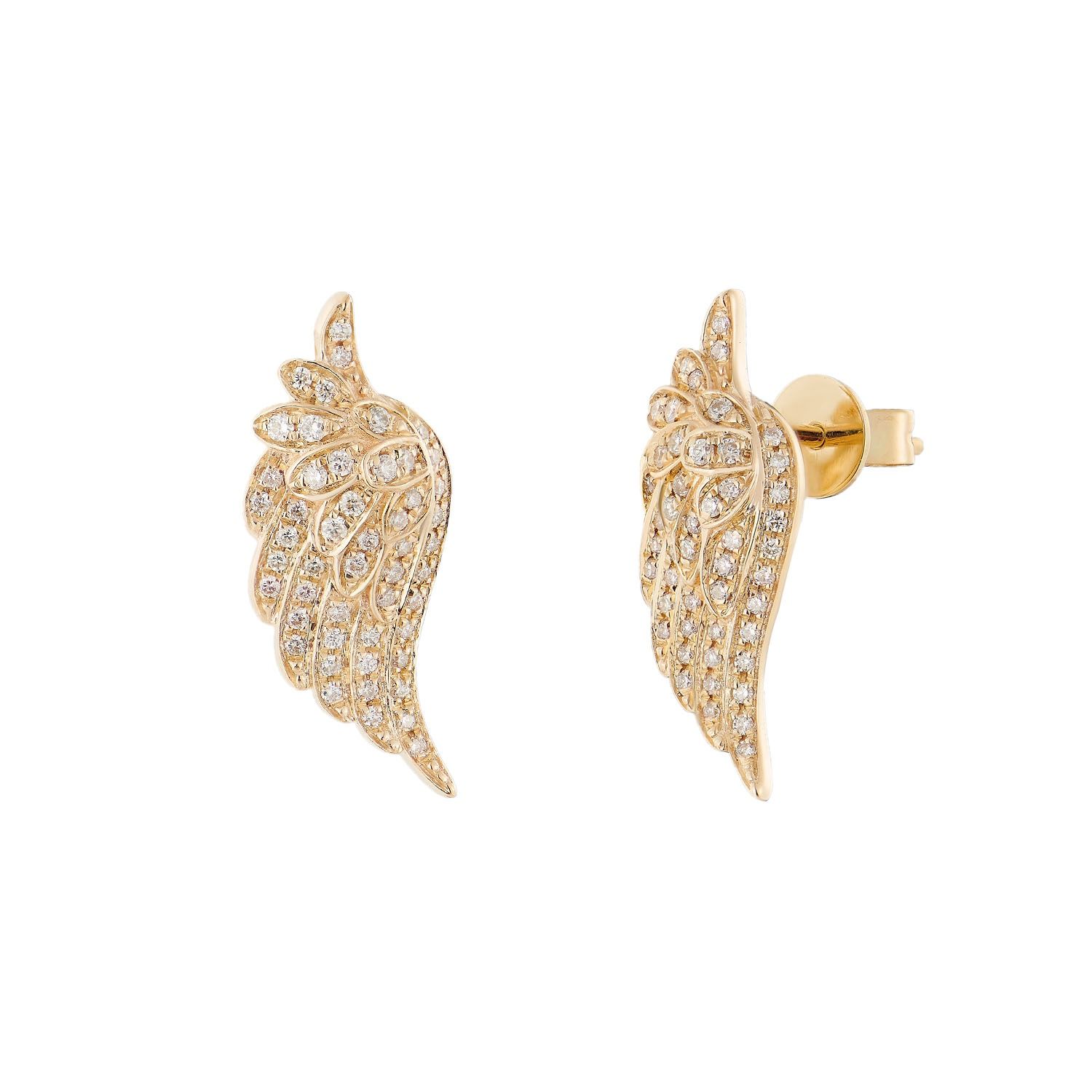 14K Yellow Gold Natural Diamond  Stud Earrings MZ10036