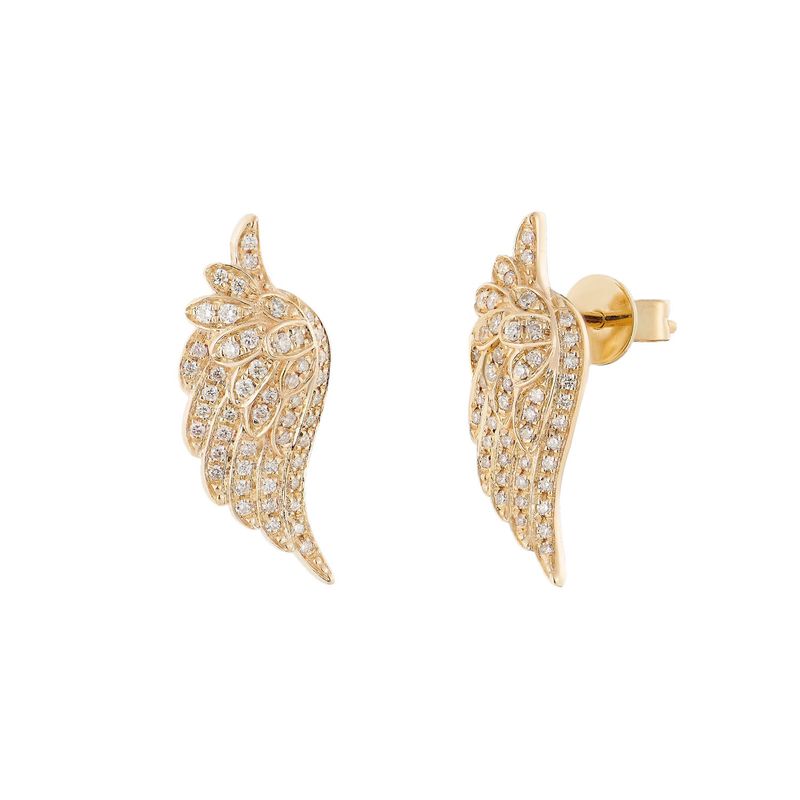 14K Yellow Gold Natural Diamond  Stud Earrings MZ10036