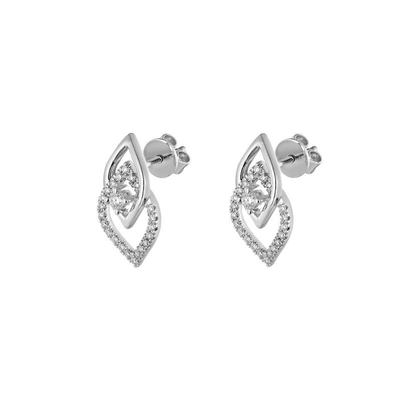 14K White/Yellow Gold Round Natural Diamond  Stud Earrings MZ72000