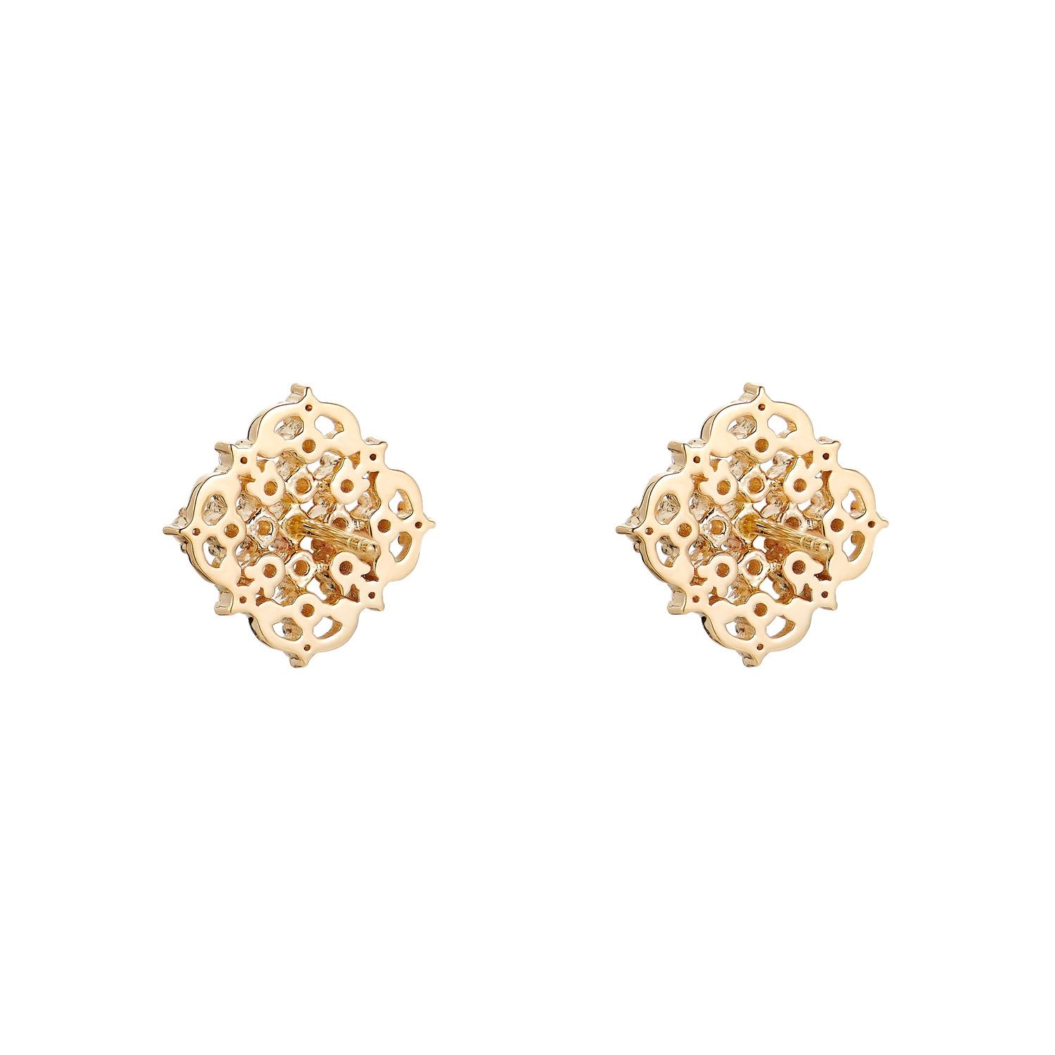 14K White/Yellow Gold Natural Diamond  Earring Stud MZ10222 Natural Diamond