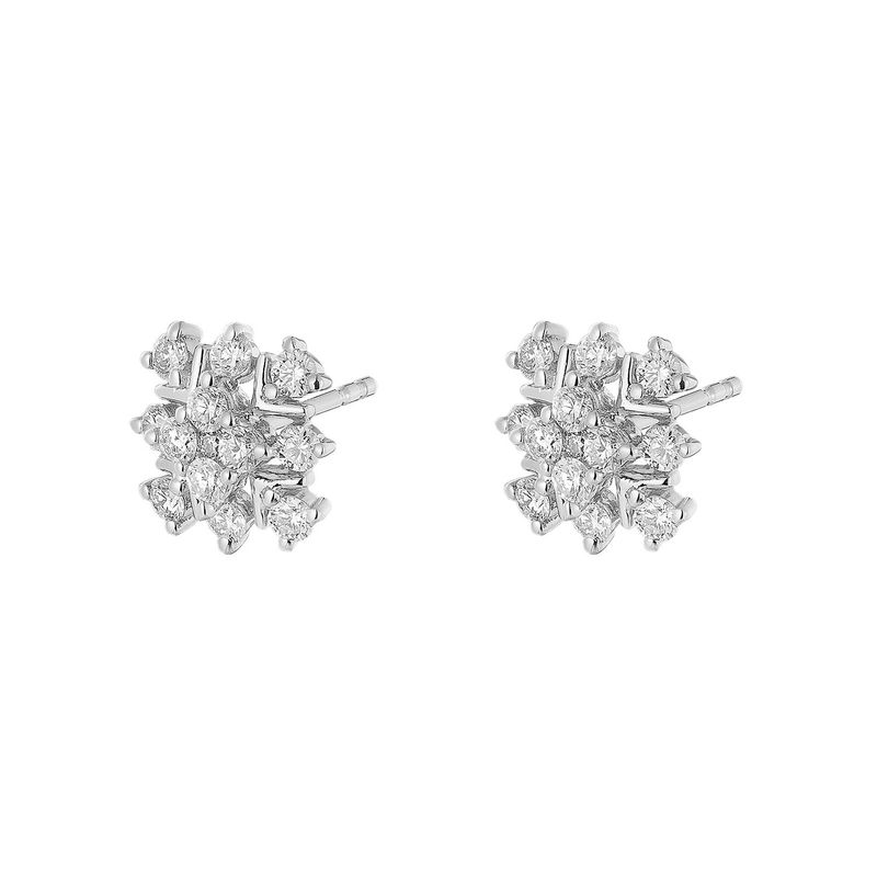 14K White/Yellow Gold Natural Diamond  Round Stud Earrings MZ72094 Natural Diamond