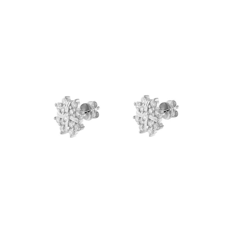 14K White/Yellow Gold Natural Diamond  Stud Earrings MZ10319