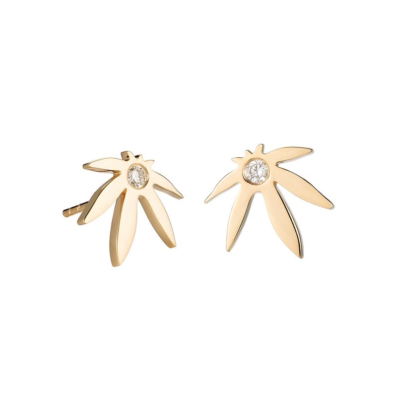 14K Yellow Gold Round Natural Diamond  Stud Earrings MZ5988