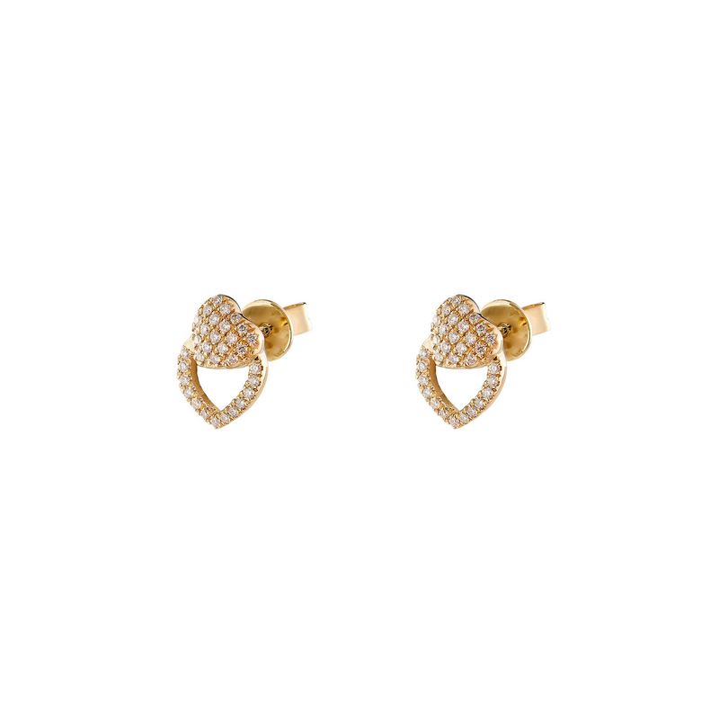 14K White/Yellow Gold Natural Diamond  Round Stud Earrings MZ10306