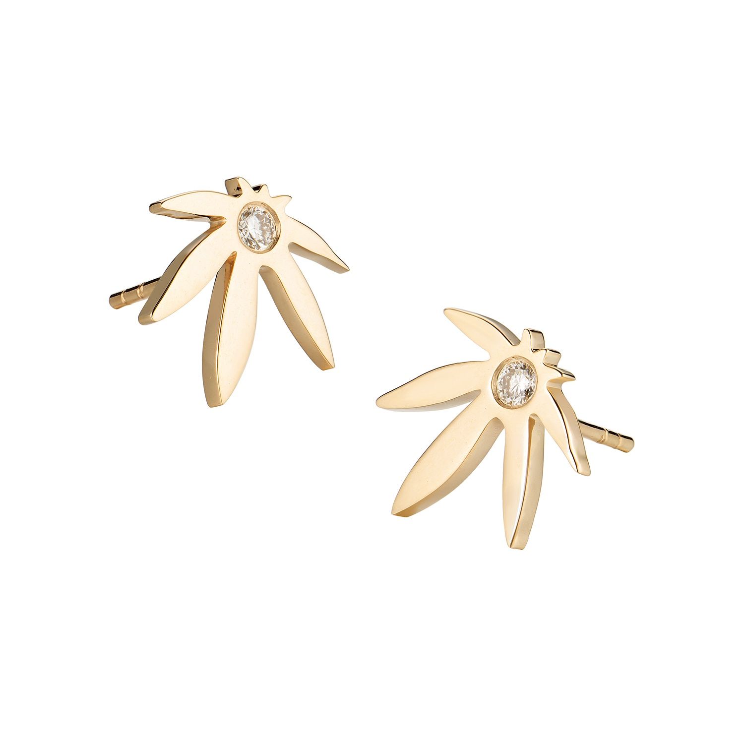 Mia Monserrat 14K Yellow Gold Round Natural Diamond  Stud Earrings MZ5988 Natural Diamond