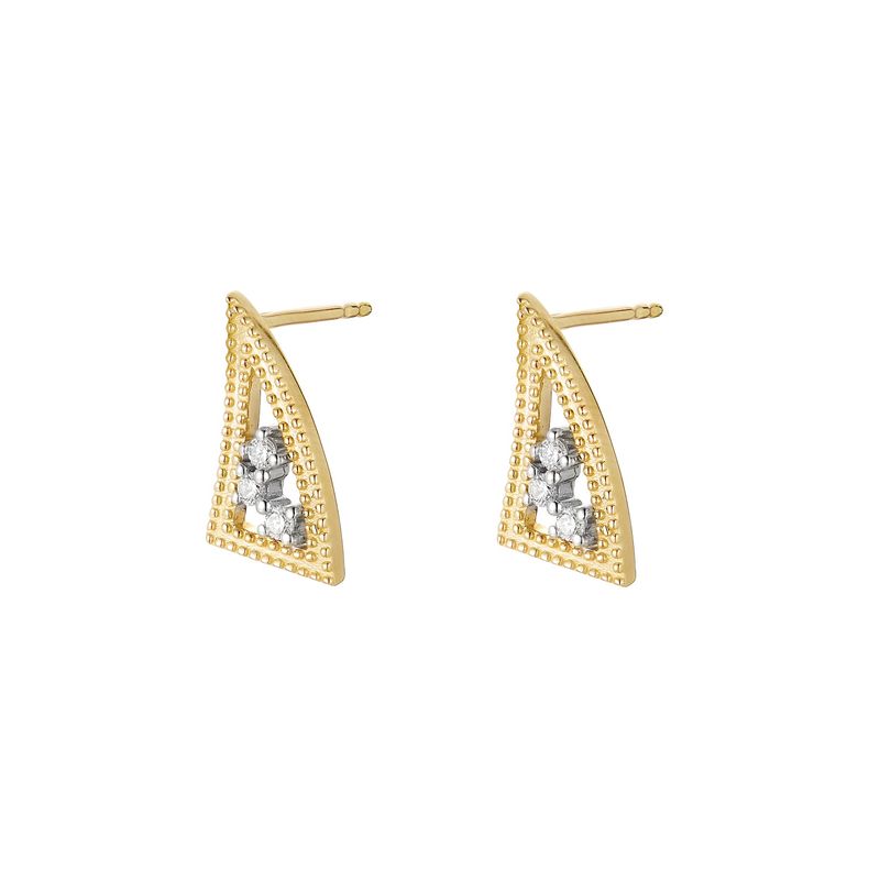 14K White Gold 14K Yellow Gold Natural Diamond  Stud Earrings MZ10172