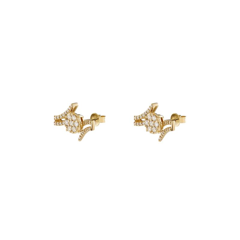 14K Yellow Gold Round Natural Diamond  Stud Earrings MZ10313