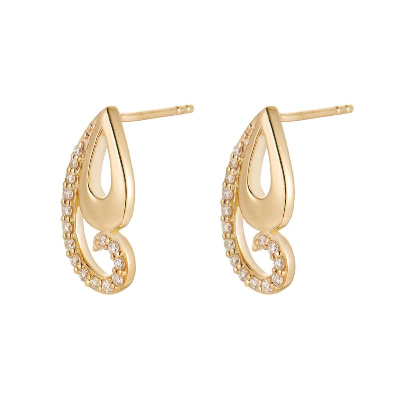 14K Yellow Gold Natural Diamond  Stud Earrings MZ10165