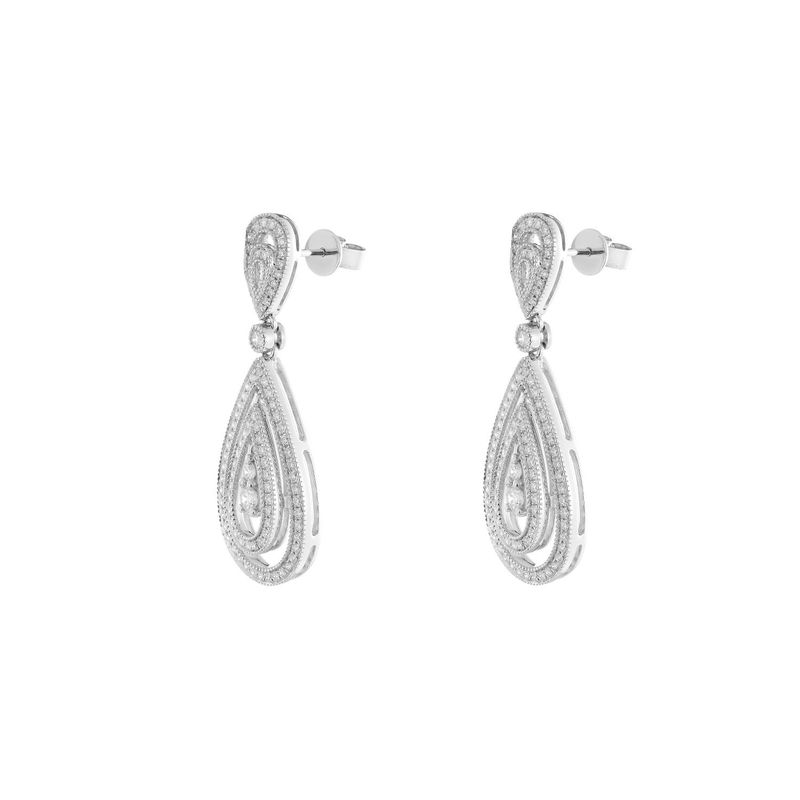 14K White Gold Round Natural Diamond  Earring MZ72448