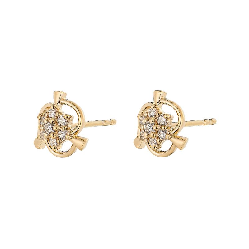 14K Yellow Gold Natural Diamond  Stud Earrings MZ72099