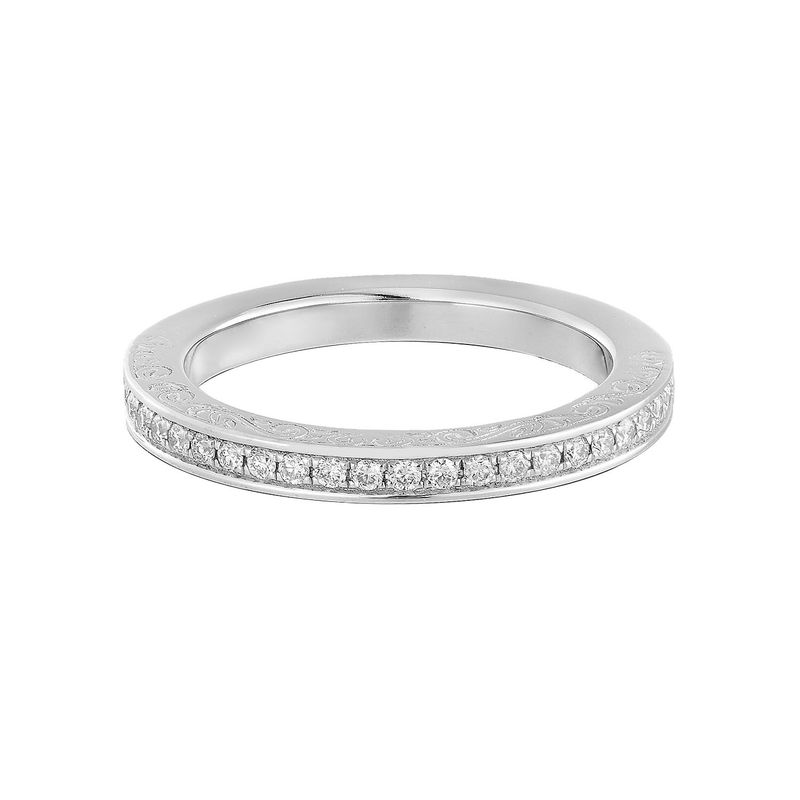 14K White Round Vintage Natural Diamond  Wedding Band MZ11972