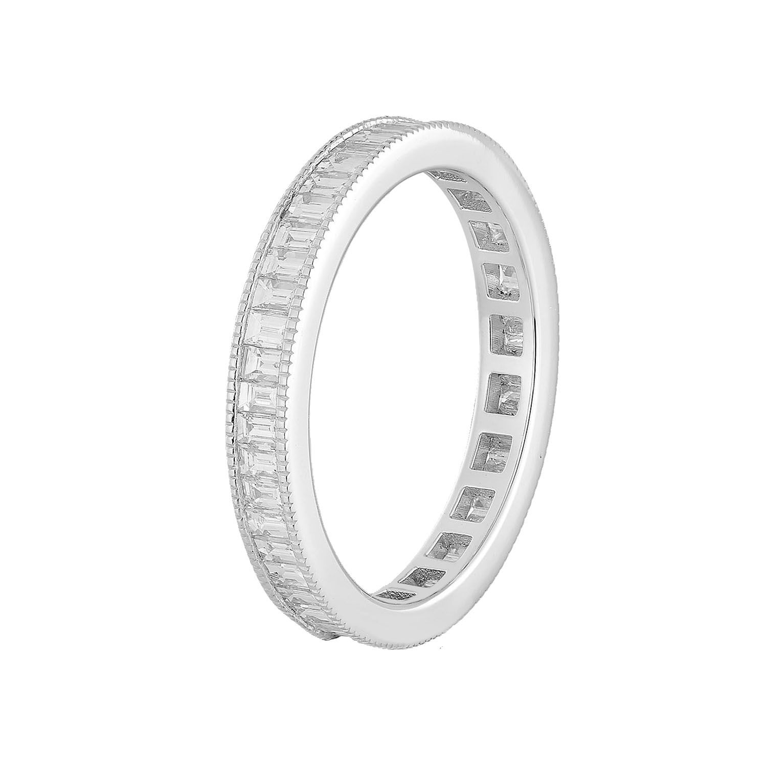 14K White Gold Baguette Natural Diamond  Band MZ11996
