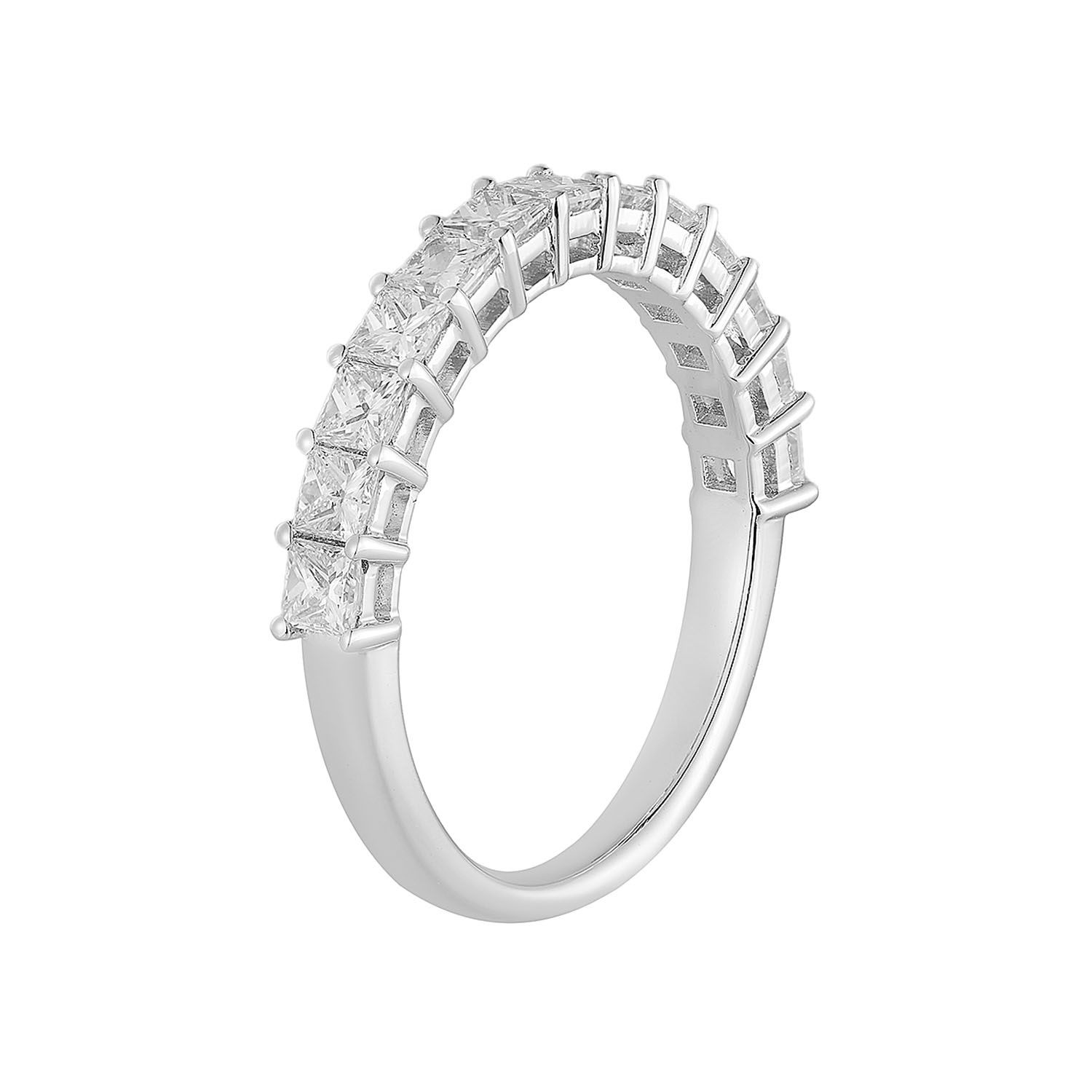 14K White Gold Princess-Cut Natural Diamond  Band MZ11905