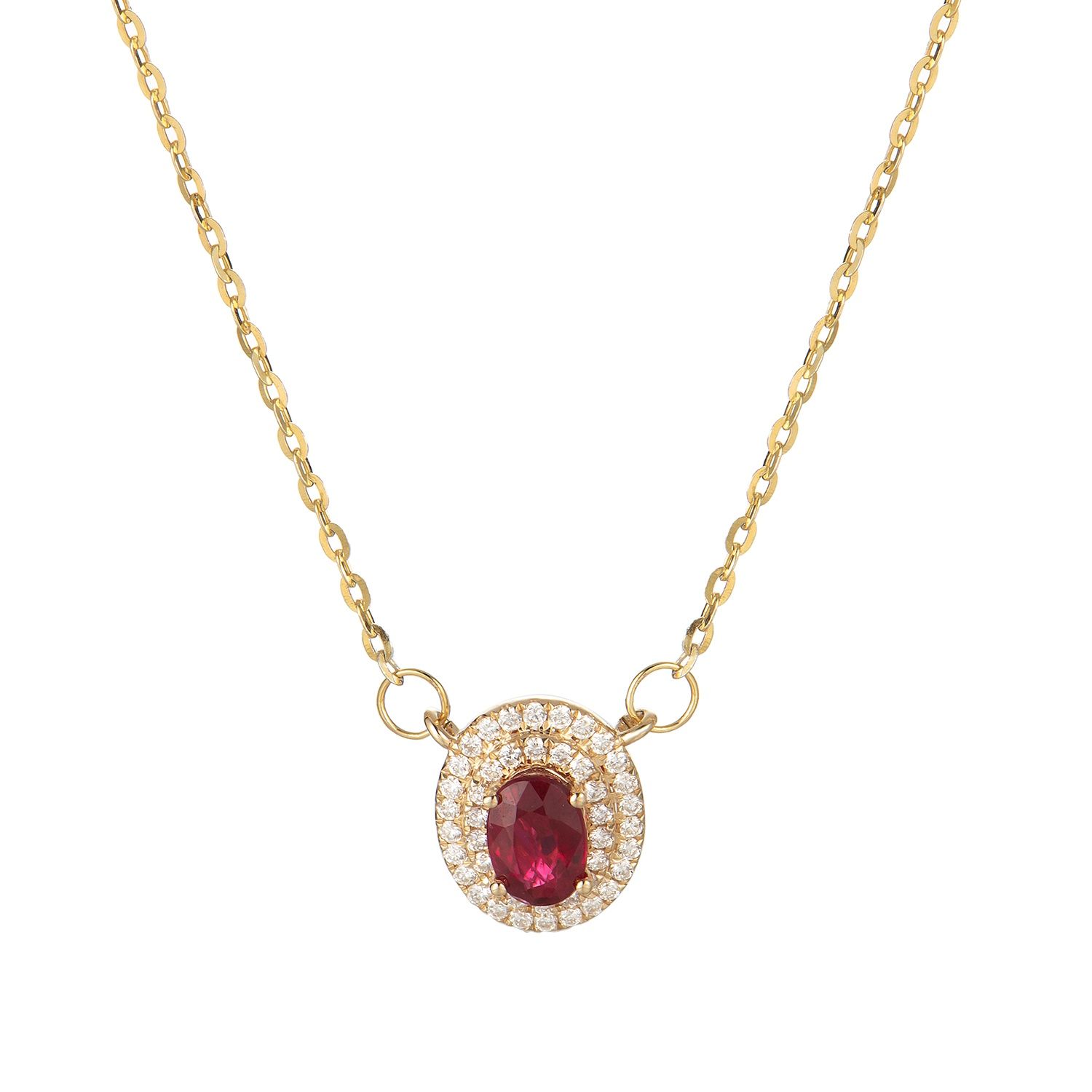 14K Yellow Gold Ruby Natural Diamond  Pendant MZ9408 Natural Diamond