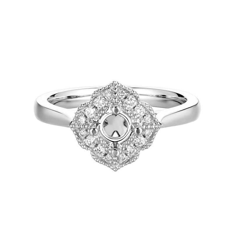 14k White Gold Fancy Halo Natural Diamond  Engagement Ring MZ7472