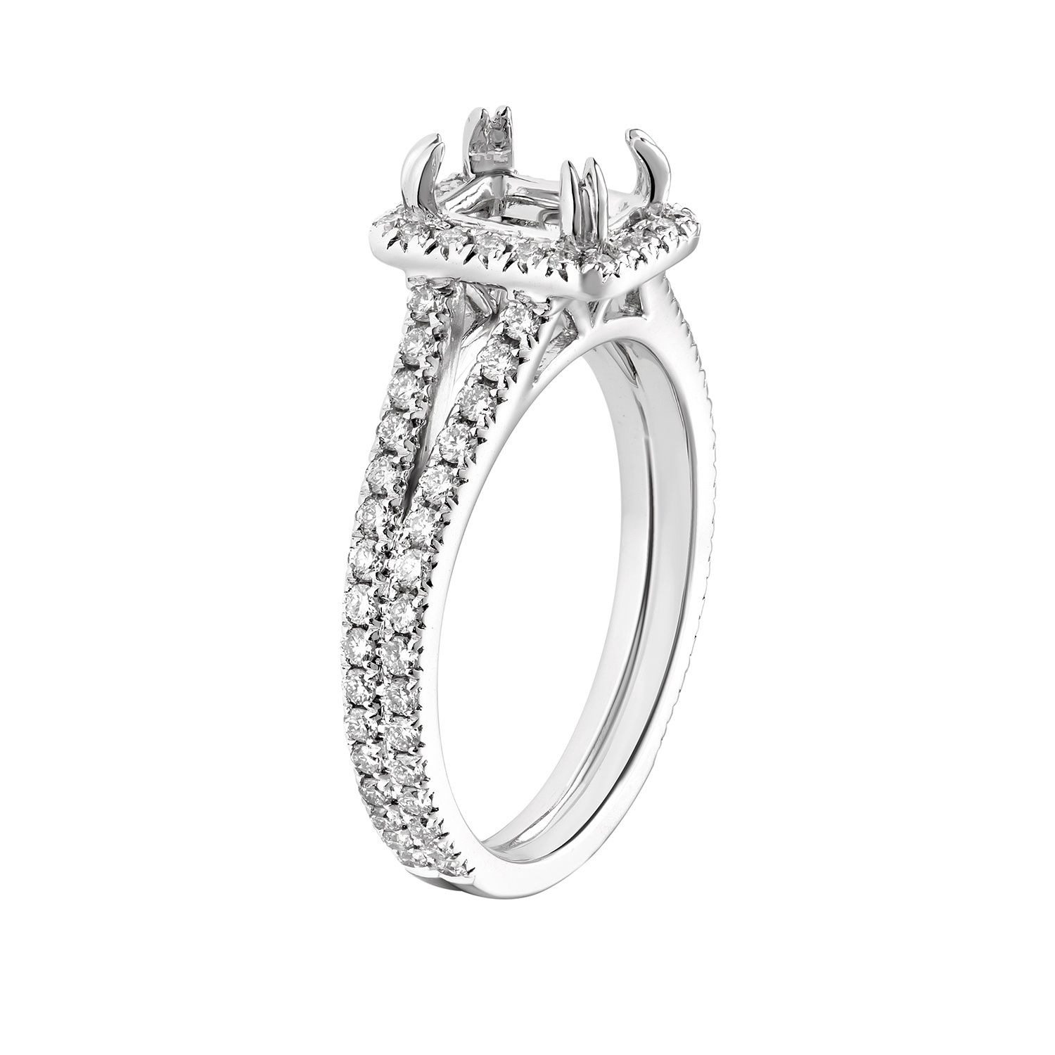 14k White/Yellow Gold Cushion Halo Engagement Ring MZ7454 Natural Diamond