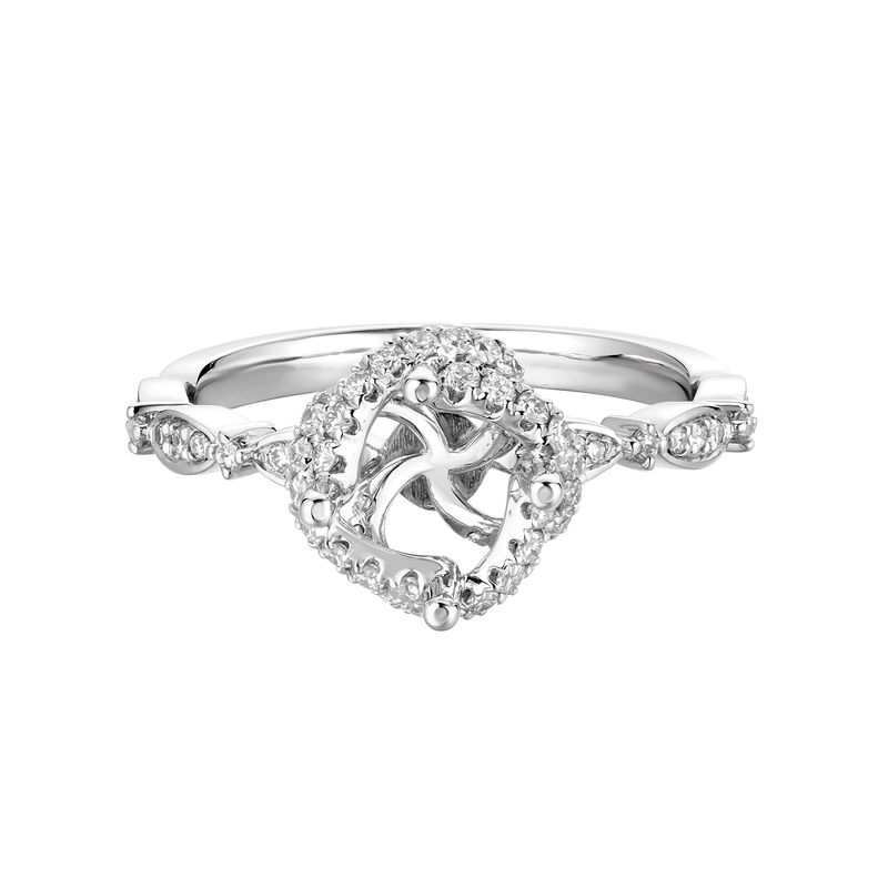 14K White Gold Fancy Halo  Engagement Ring MZ7491 Natural Diamond
