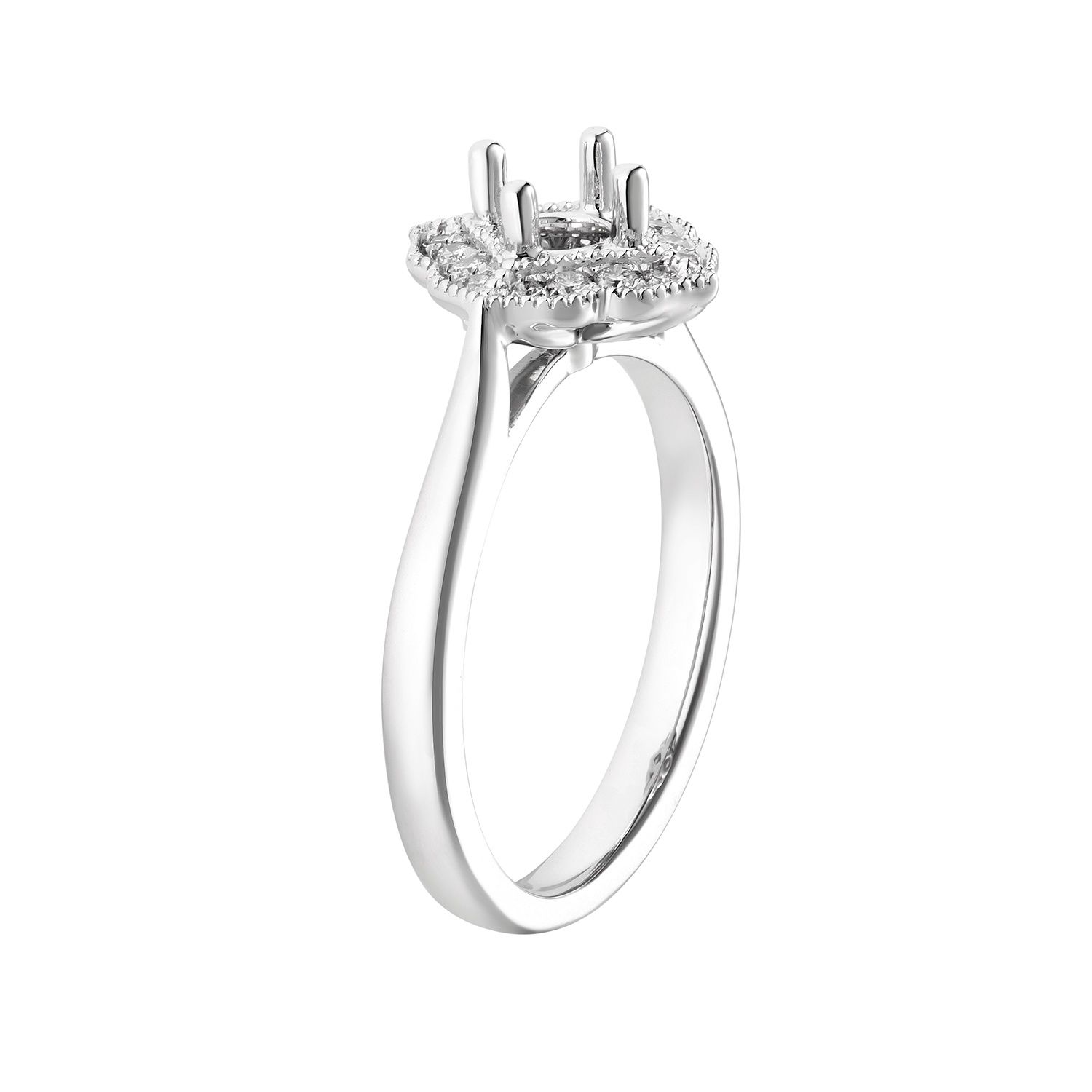 14k White Gold Fancy Halo Natural Diamond  Engagement Ring MZ7472