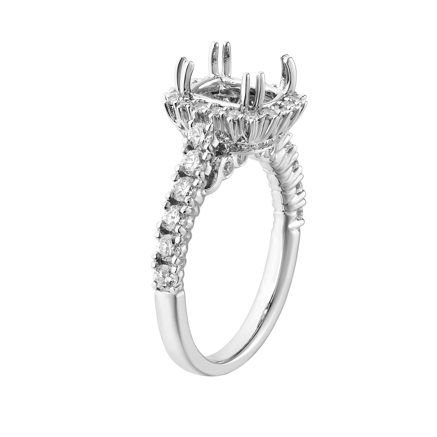 14k White Gold Fancy Halo Engagement Ring MZ7434 Natural Diamond