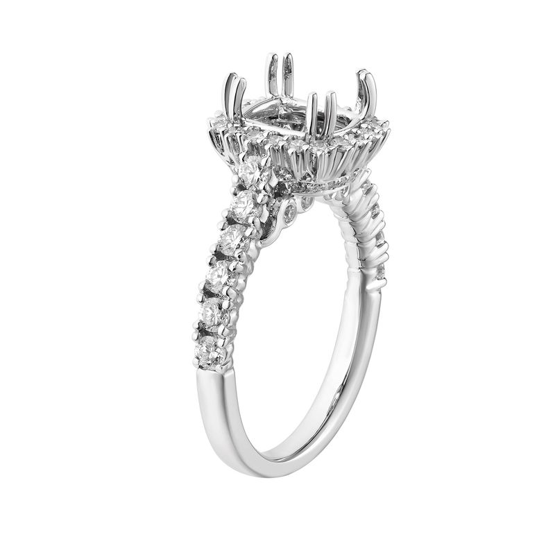 14k White Gold Fancy Halo Engagement Ring MZ7434 Natural Diamond