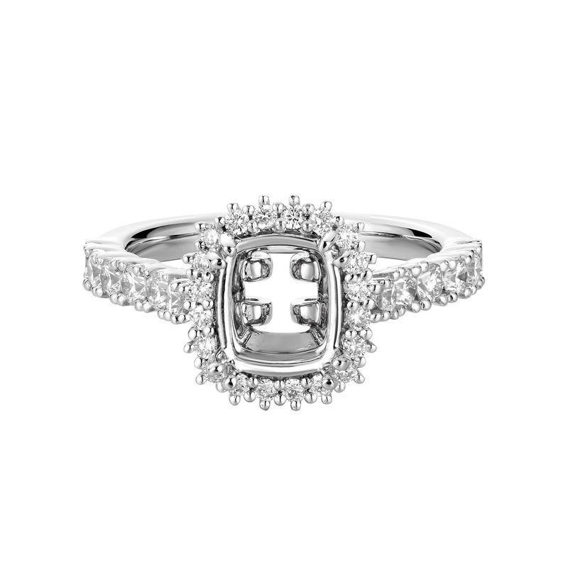 14k White Gold Fancy Halo Engagement Ring MZ7434 Natural Diamond