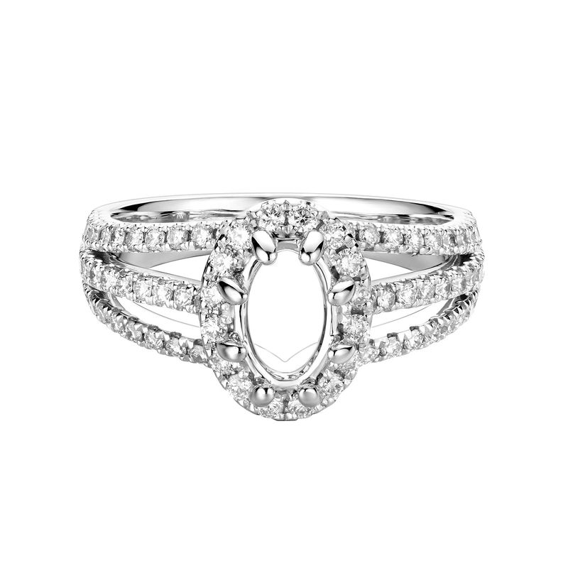 14k White Gold Oval Halo Engagement Ring MZ7447 Natural Diamond