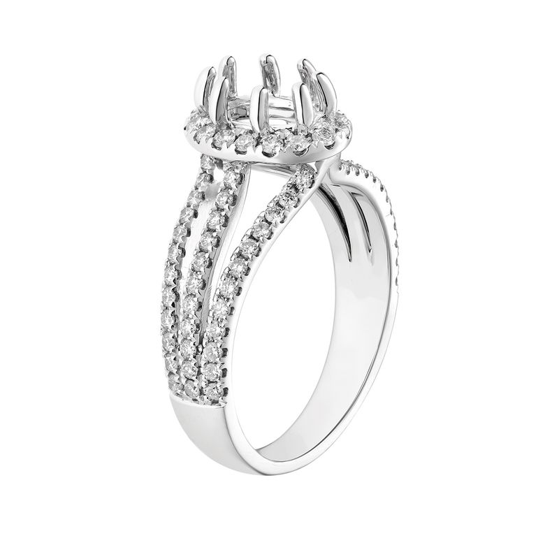 14k White Gold Oval Halo Engagement Ring MZ7447 Natural Diamond