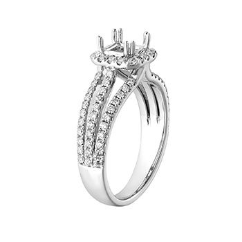 14K White Gold Cushion Halo Engagement Ring MZ7444 Natural Diamond