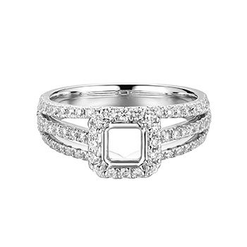 14K White Gold Cushion Halo Engagement Ring MZ7444 Natural Diamond