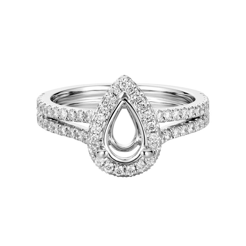 14k White Gold Pear Halo Engagement Ring MZ7419 Natural Diamond