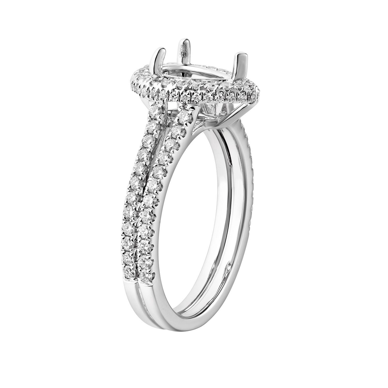 14k White Gold Pear Halo Engagement Ring MZ7419 Natural Diamond