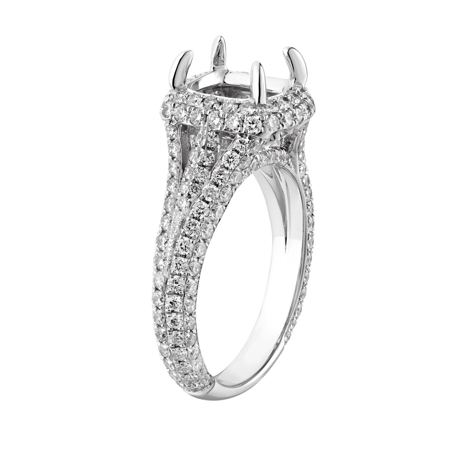 14K White Gold Split Shank  Natural Diamond Engagement Ring MZ7427