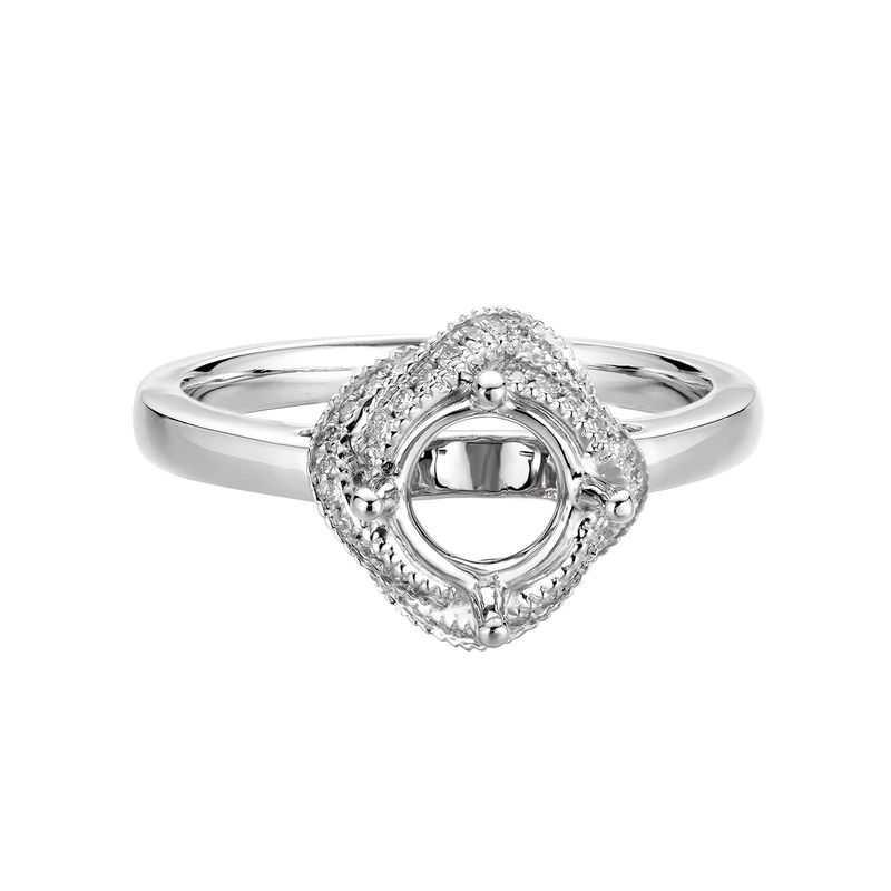 14k White Gold Twist Halo Natural Diamond Engagement Ring MZ7297