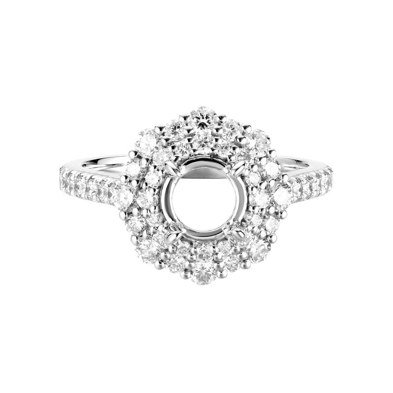 14K White Gold Octagon Double Halo Round Natural Diamond  Engagement Ring MZ7231 Natural Diamond