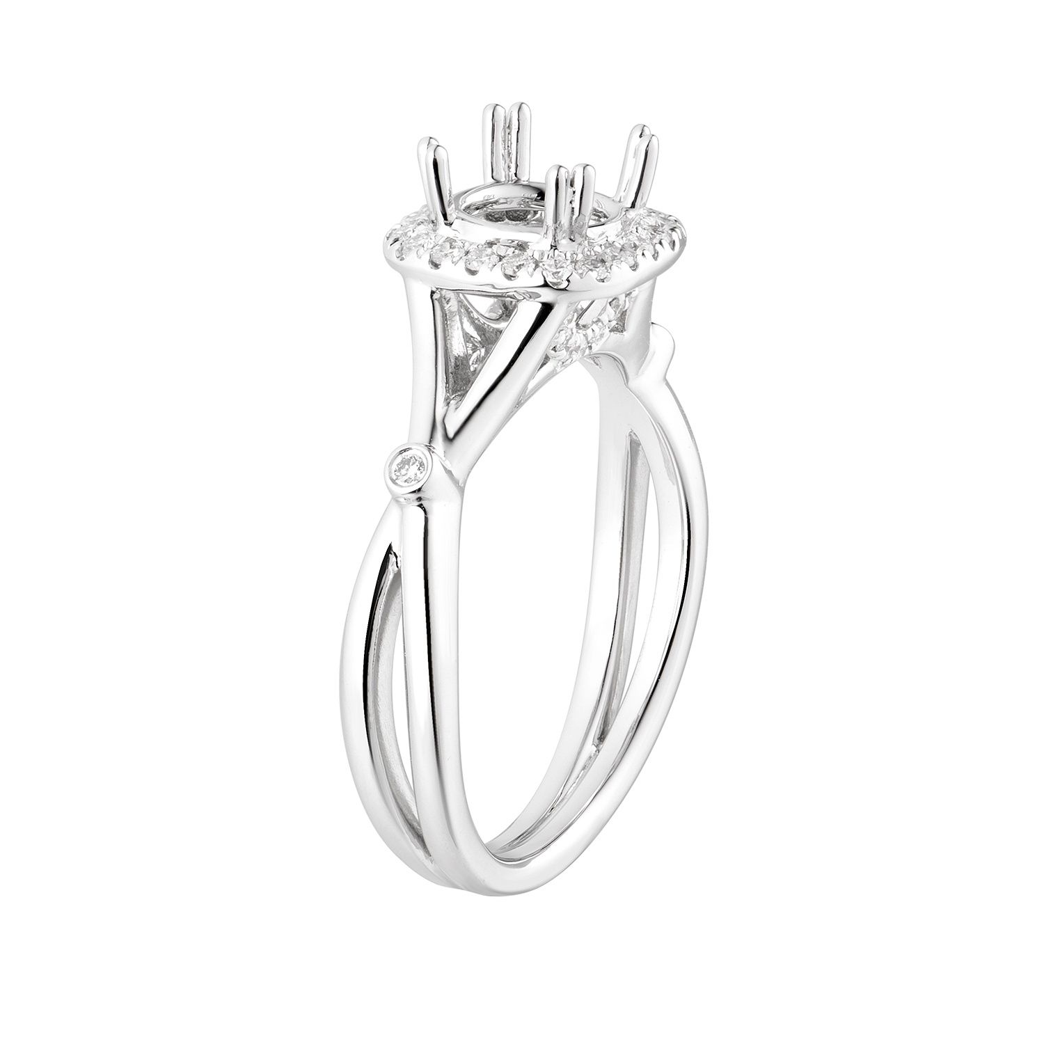 14K White Gold Cushion Halo Engagement Ring MZ7184 Natural Diamond