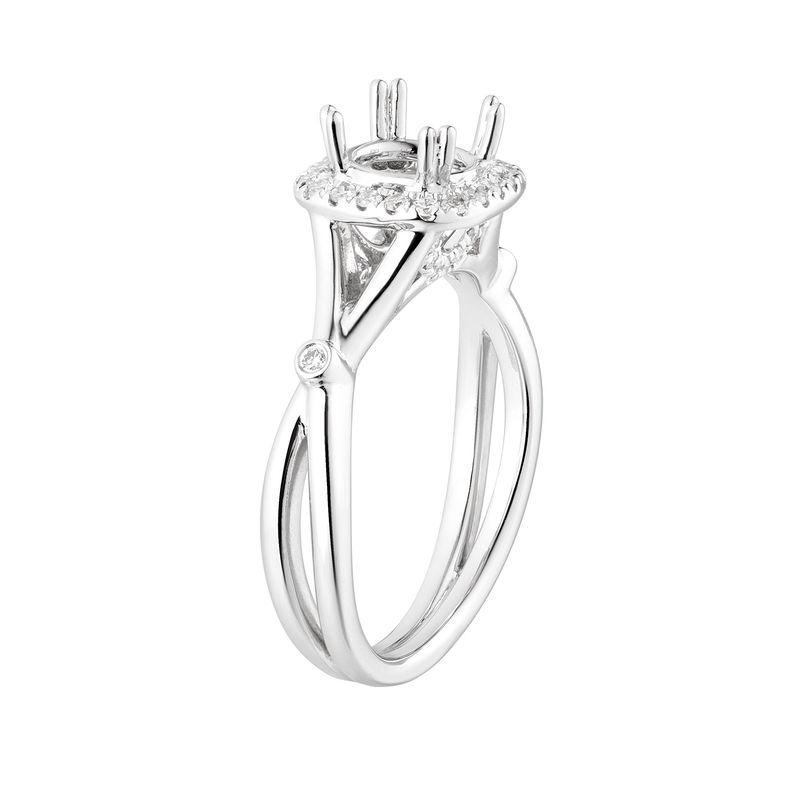 14K White Gold Cushion Halo Engagement Ring MZ7184 Natural Diamond