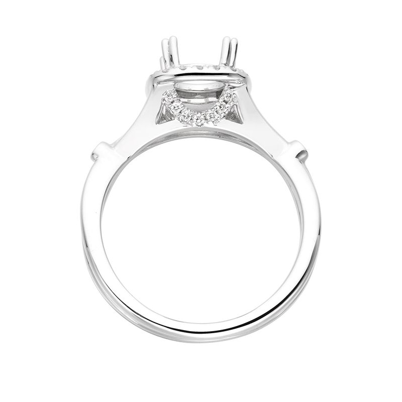 14K White Gold Cushion Halo Engagement Ring MZ7184 Natural Diamond