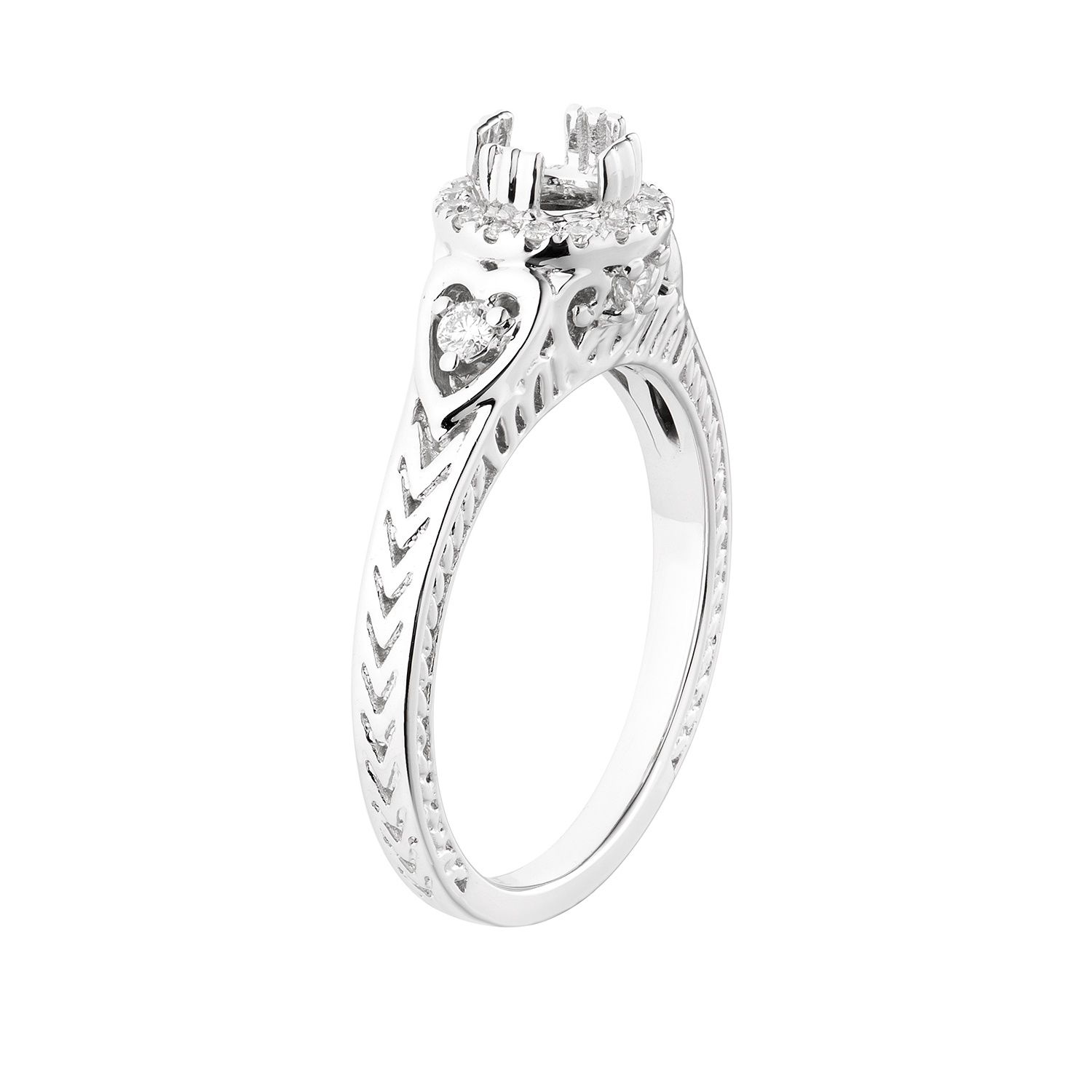 14K White Gold Round Halo Vintage Natural Diamond  Engagement Ring MZ7142 Natural Diamond