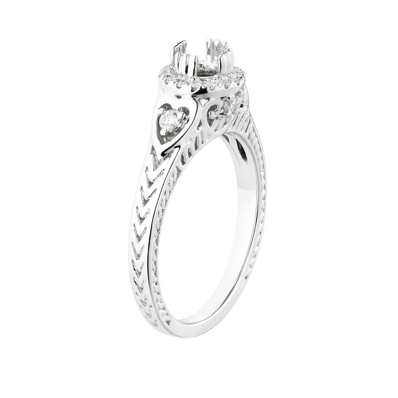 14K White Gold Round Halo Vintage Natural Diamond  Engagement Ring MZ7142 Natural Diamond