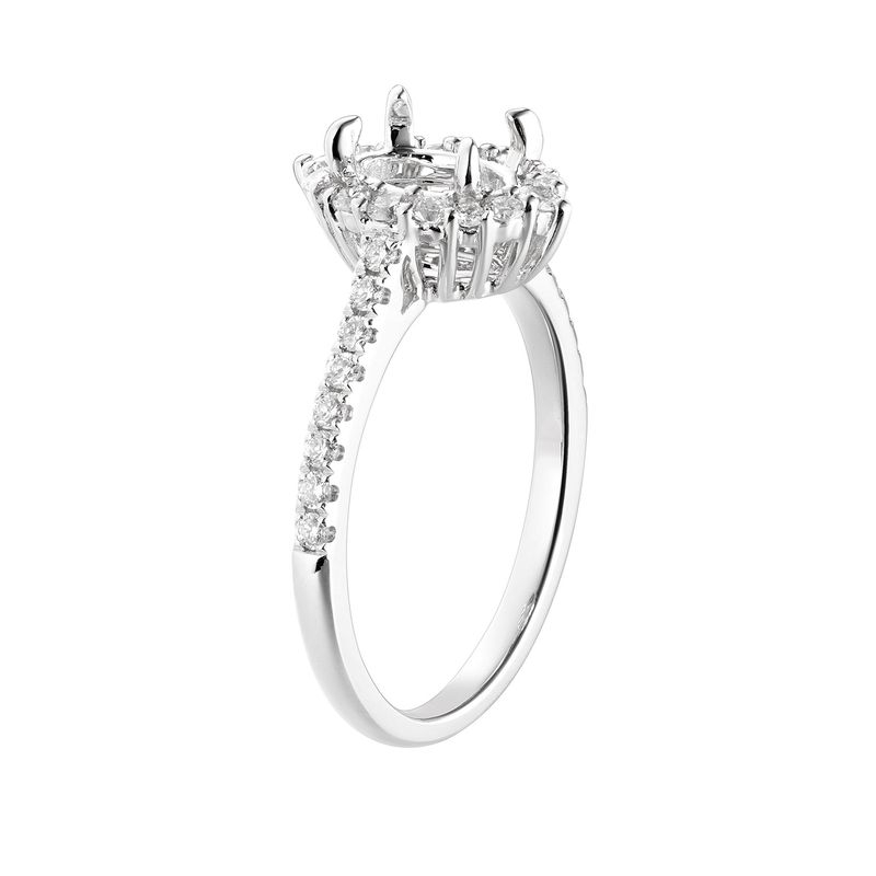 14K White Gold Oval Halo Engagement Ring MZ7182 Natural Diamond