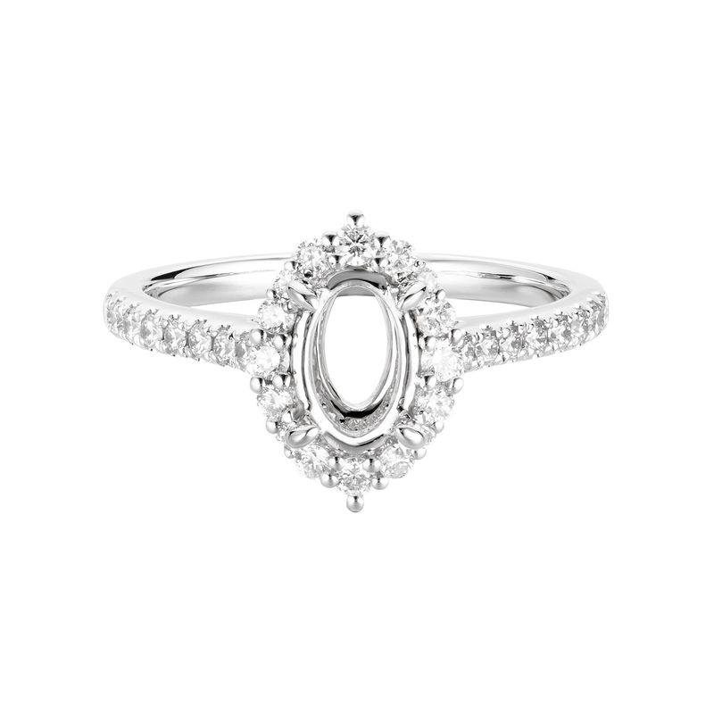 14K White Gold Oval Halo Engagement Ring MZ7182 Natural Diamond