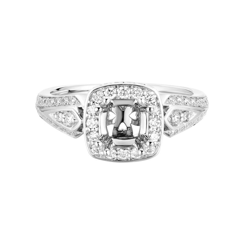 14K White Gold Cushion halo Engagement Ring MZ7145 Natural Diamond