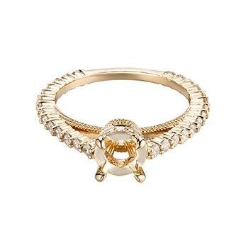 14K Yellow Gold Single Shank Engagement Ring MZ7077 Natural Diamond