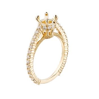 14K Yellow Gold Single Shank Engagement Ring MZ7077 Natural Diamond